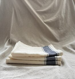 Linen/Cotton Grey Border Stripe Tea Towel -18x28"