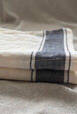 Linen/Cotton Grey Border Stripe Tea Towel -18x28"