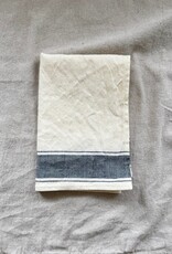 Linen/Cotton Grey Border Stripe Tea Towel -18x28"