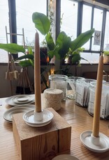 Bad Dogs Studio Handmade Taper Candle Holder in Earthy Clay - Speckled White