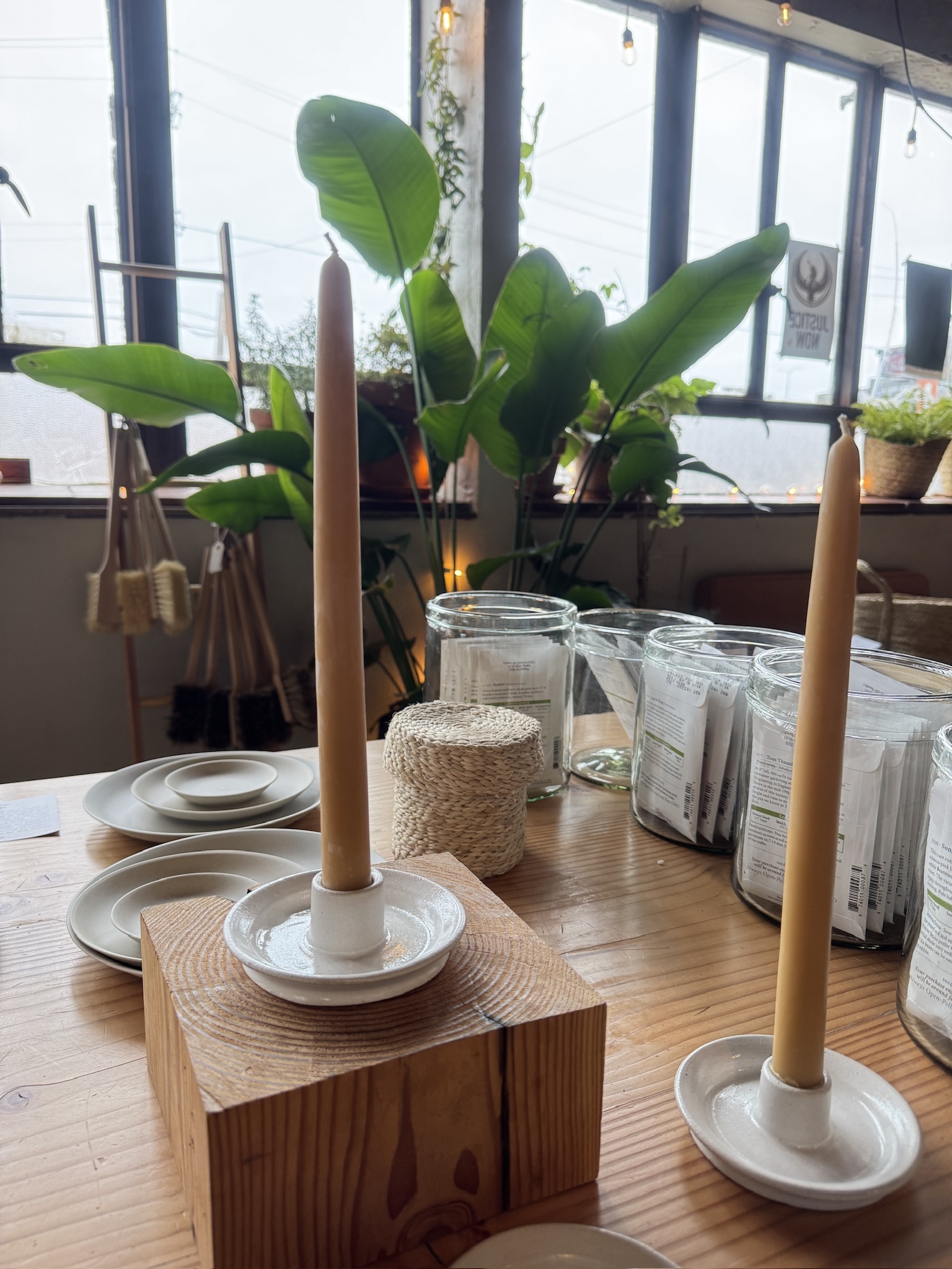 Bad Dogs Studio Handmade Taper Candle Holder in Earthy Clay - Speckled White