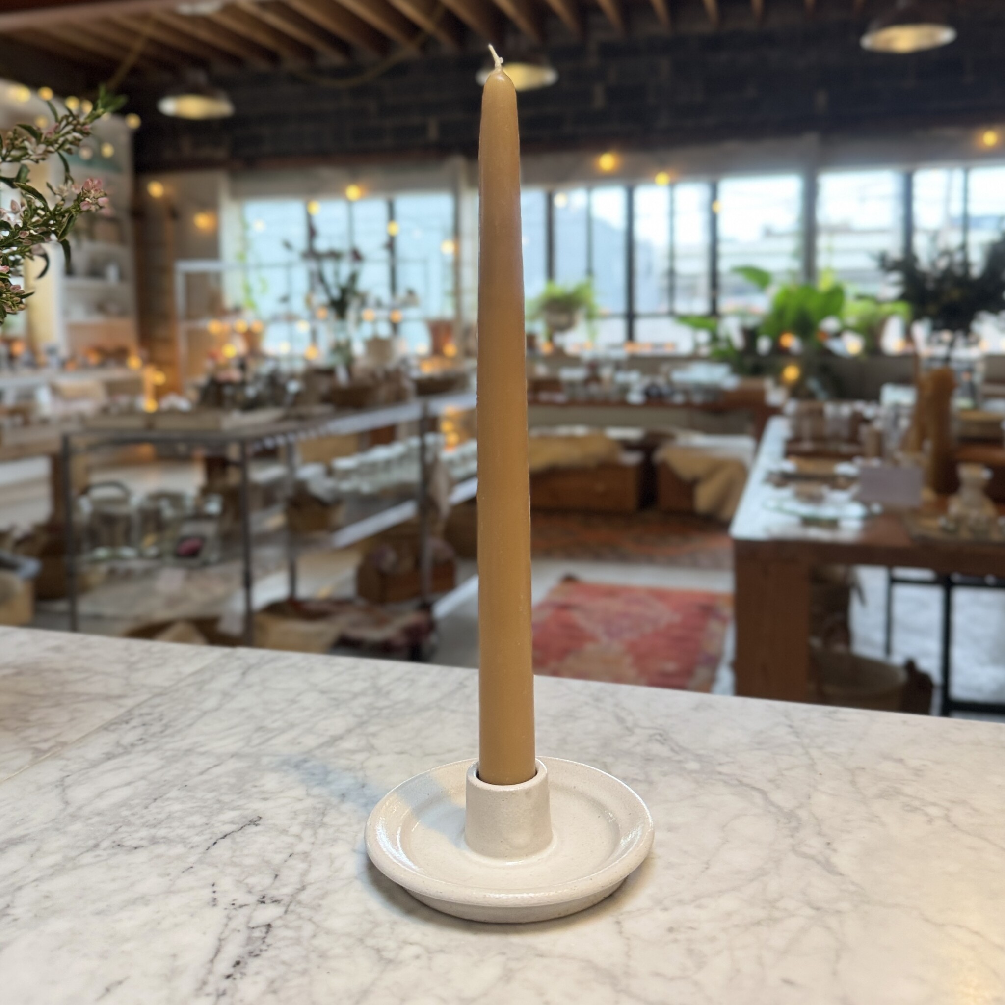 Bad Dogs Studio Handmade Taper Candle Holder in Earthy Clay - Speckled White