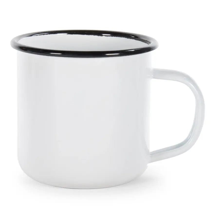 Black + White Enamel Medium Mug - 12 oz