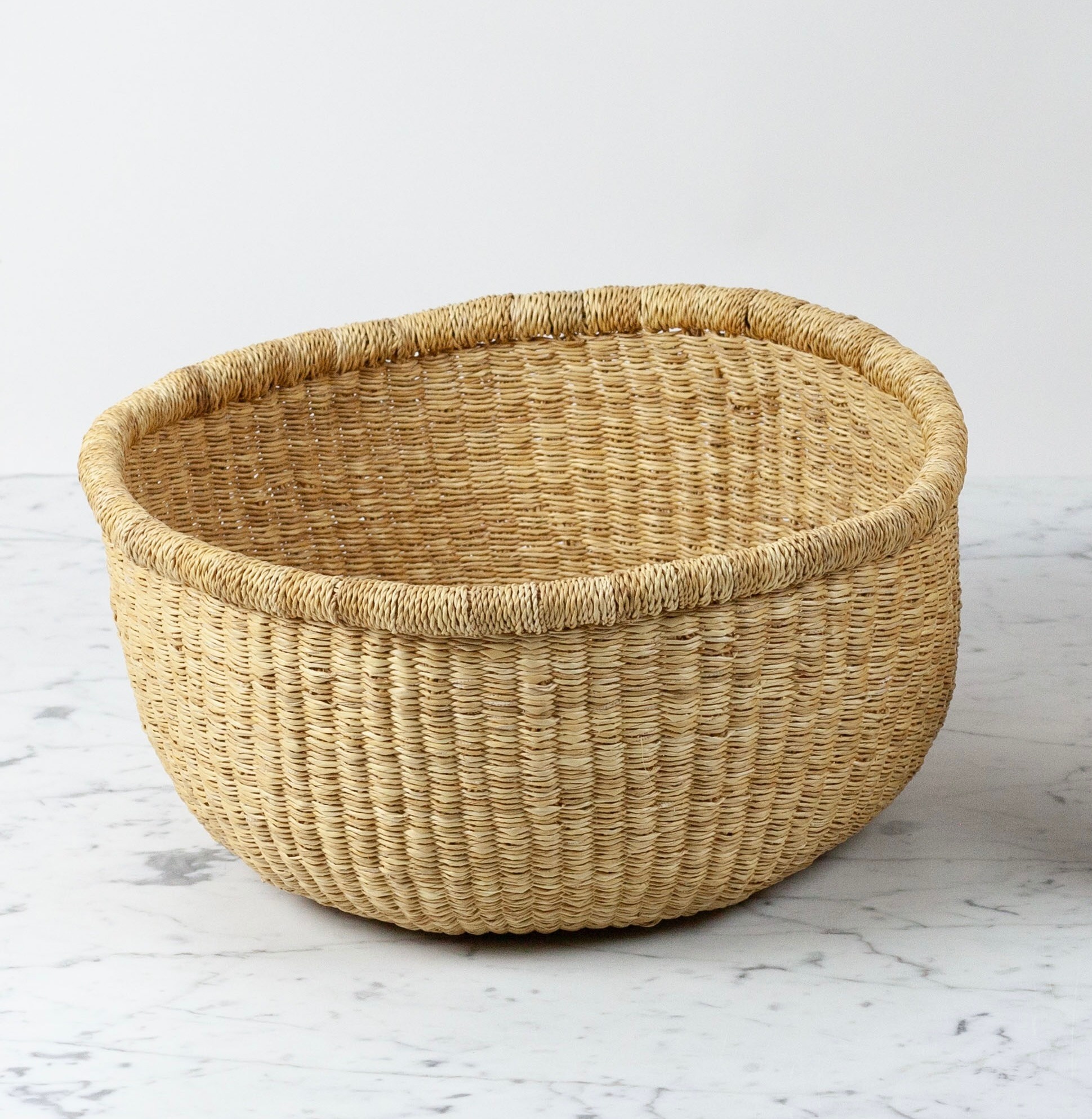 Bolga Baskets Natural Grass Bolga Round Handleless Storage Basket - 14"