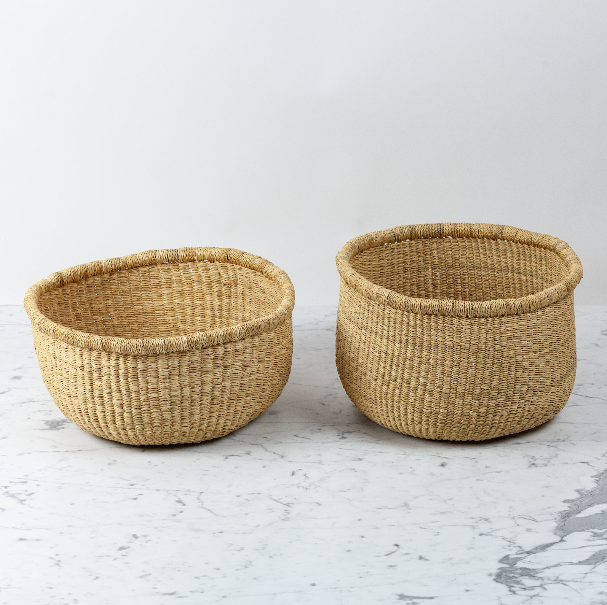 Bolga Baskets Natural Grass Bolga Round Handleless Storage Basket - 14"