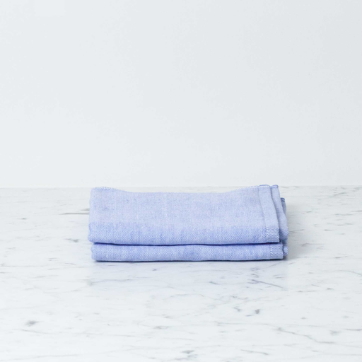 Japanese Two Tone Chambray Towels - Blue + White Washcloth