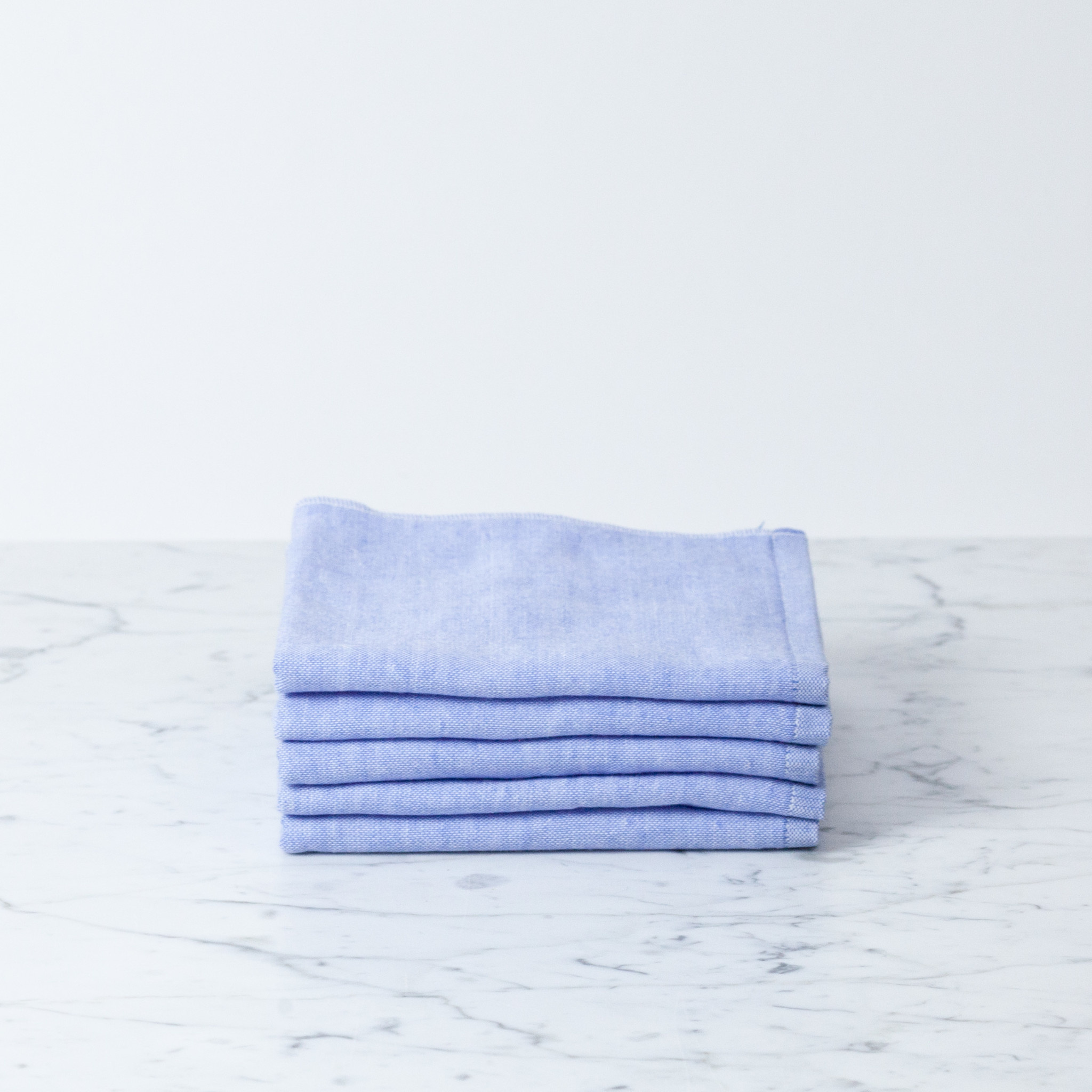 Japanese Two Tone Chambray Towels - Blue + White Washcloth