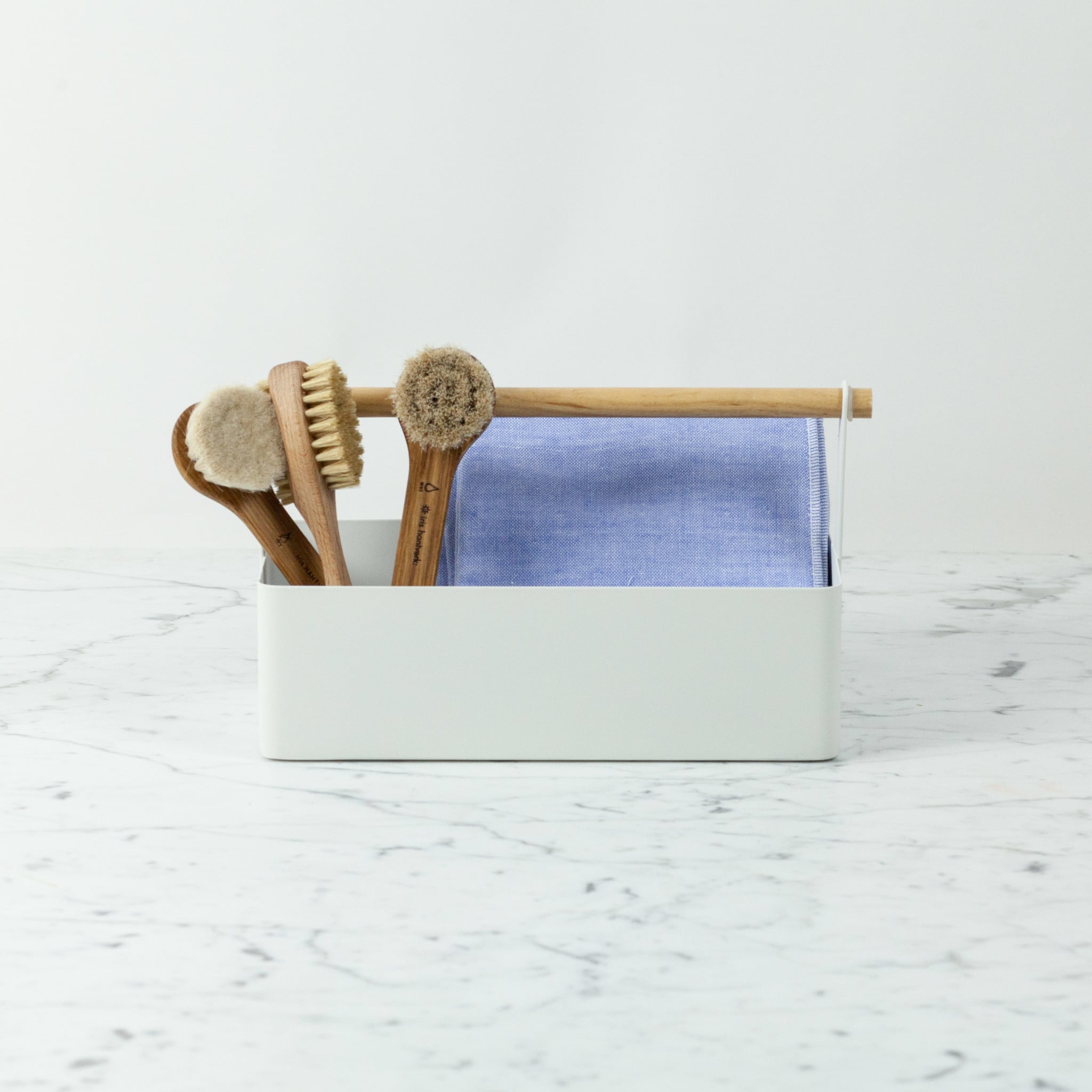 Japanese Two Tone Chambray Towels - Blue + White Washcloth