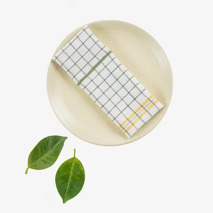 Checkered Linen Napkin - Yellow (10" x 10")