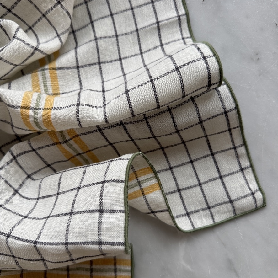 Checkered Linen Napkin Yellow - 10"