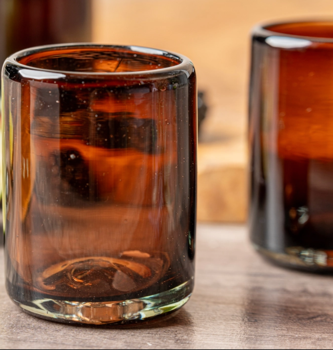 Handblown Tamarind Mexican Small Straight Shot Glass 3oz