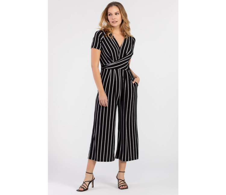 striped black and white jumpsuit