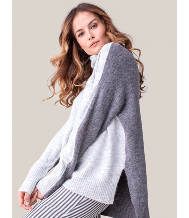 grey color block sweater