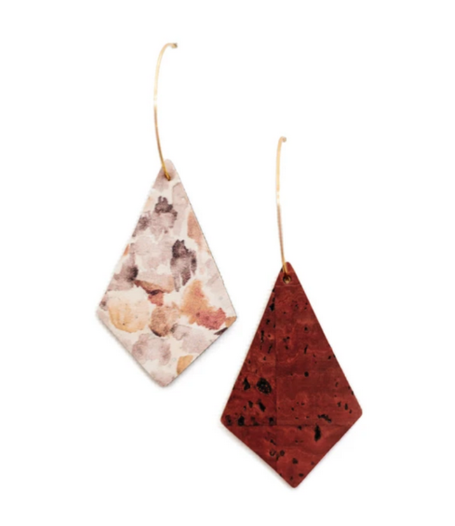 Cork House Design Kite earrings-Autumn Breeze/Burnt sienna