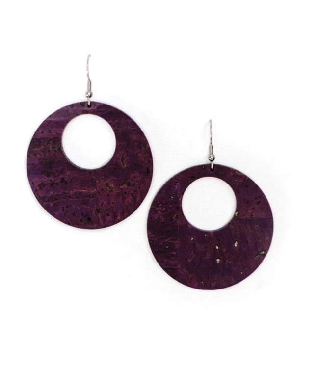 Cork House Design Eclipses earrings-Mulberry/Mulberry Wave