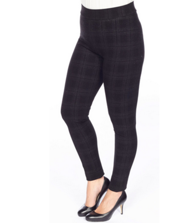 DKR and Apparel Plaid high rise ponte pant- Charcoal