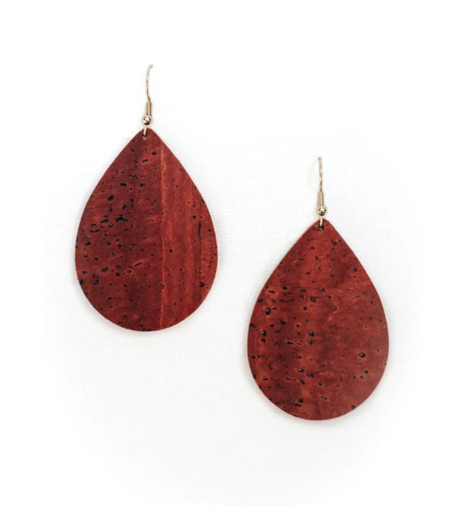 Cork House Design Teardrop Earrings- Burnt Sienna/Autumn Breeze