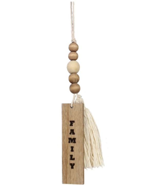 Wood Tassel Hanging Sign- Family