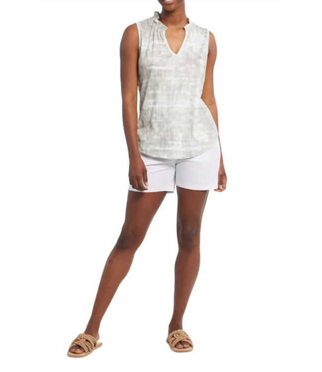 Tribal Sleeveless top with frill neck -Fern