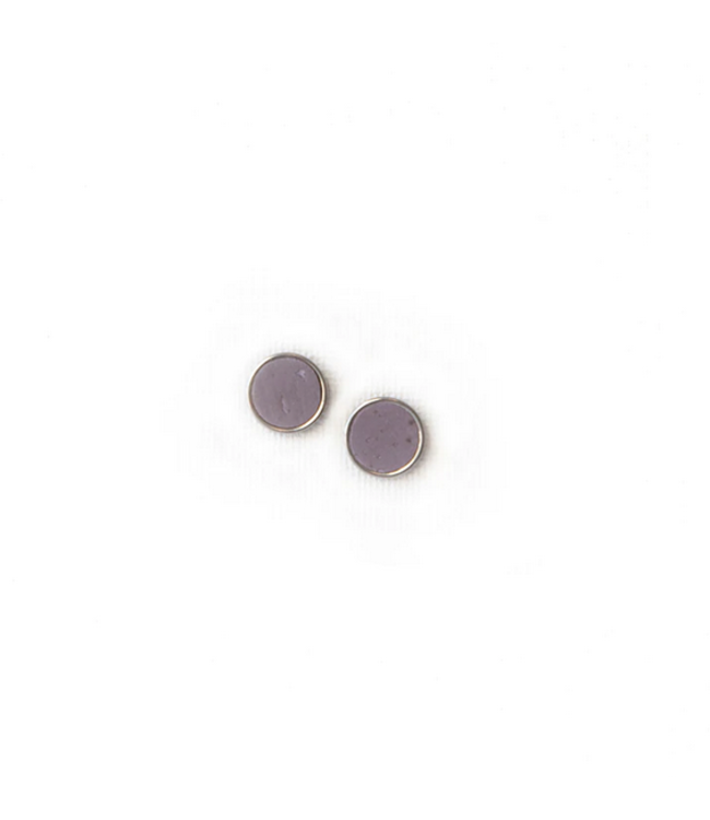 Cork House Design Stud Earrings- Lilac in Silver Setting