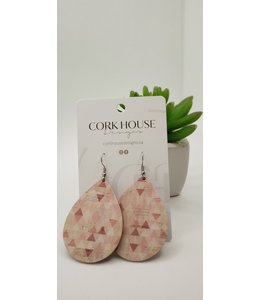 Cork House Design Teardrop Earrings - Geometric/Dusty Rose