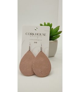 Cork House Design Teardrop Earrings -Dusty Rose/Geometric