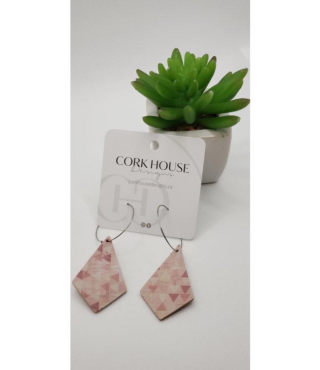 Cork House Design Kite earrings -Geometric/Dusty Rose