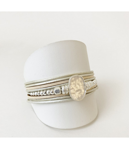Caracol Beige/Silver/Rose Gold Center Bead Bracelet