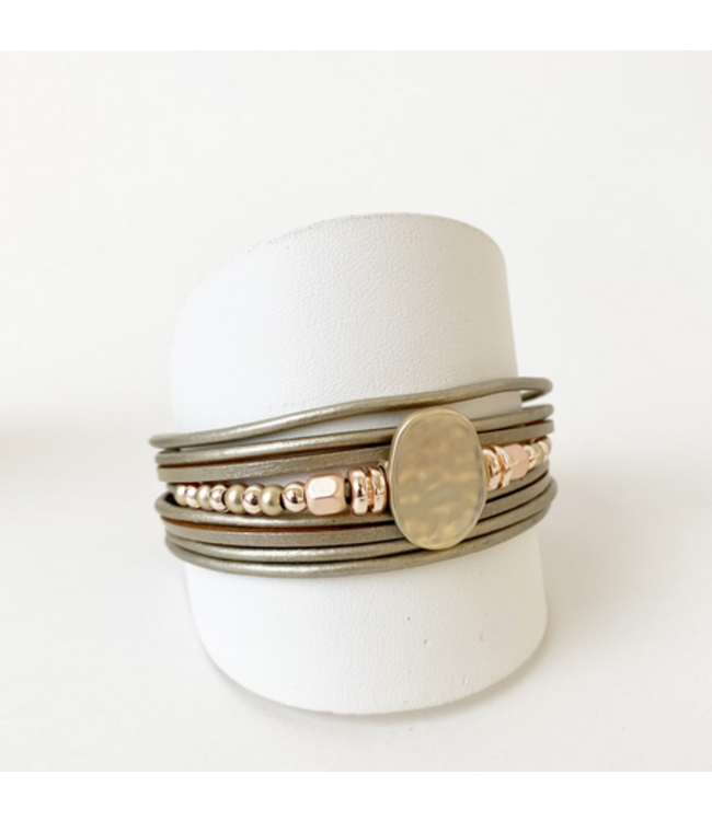 Taupe/Bronze Center Bead Bracelet