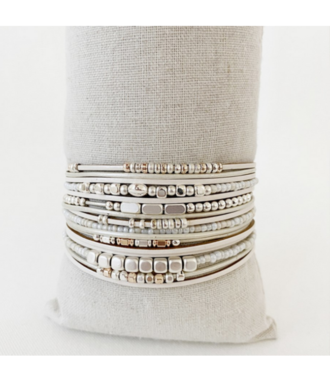 Caracol Beige/Silver/Rose Gold Multistrand Bracelet