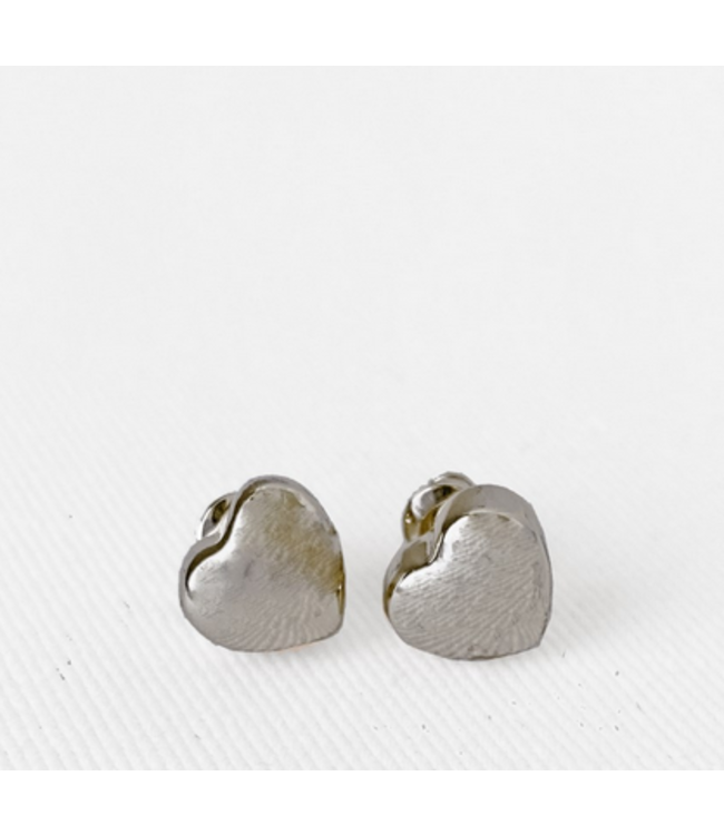Little Heart Post Earrings- Hematite