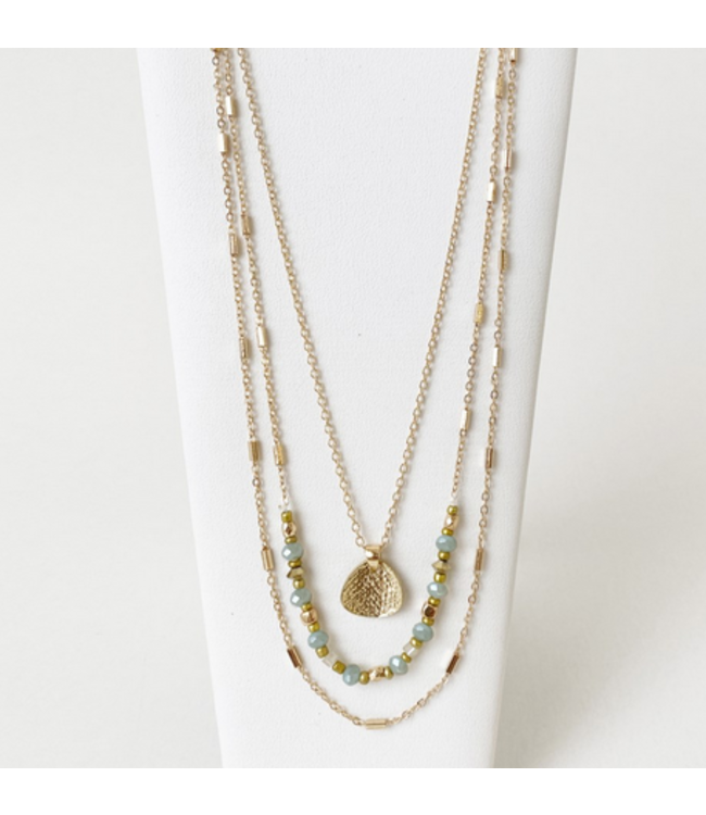Caracol Triple Chain Necklace Turquoise/Gold