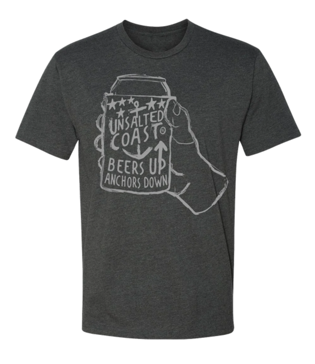 Unsalted Coast - Men's Beer can T-shirt- Charcoal