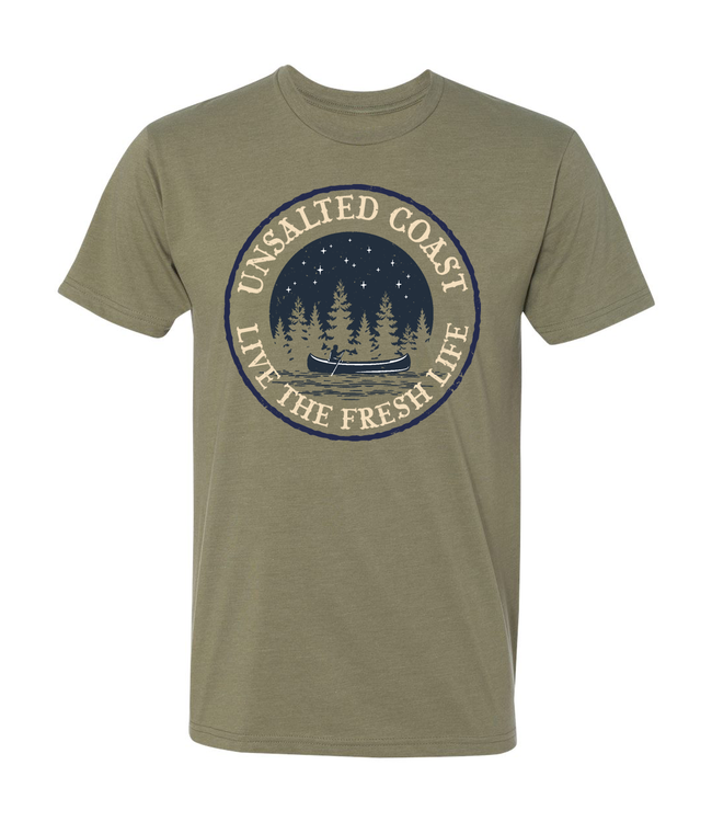Unsalted Coast - Men's Canoe T-shirt- Light  Olive