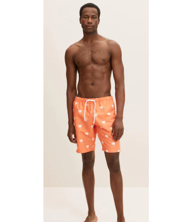 Tom Tailor Men's Swim Shorts - Orange/ Palm tree