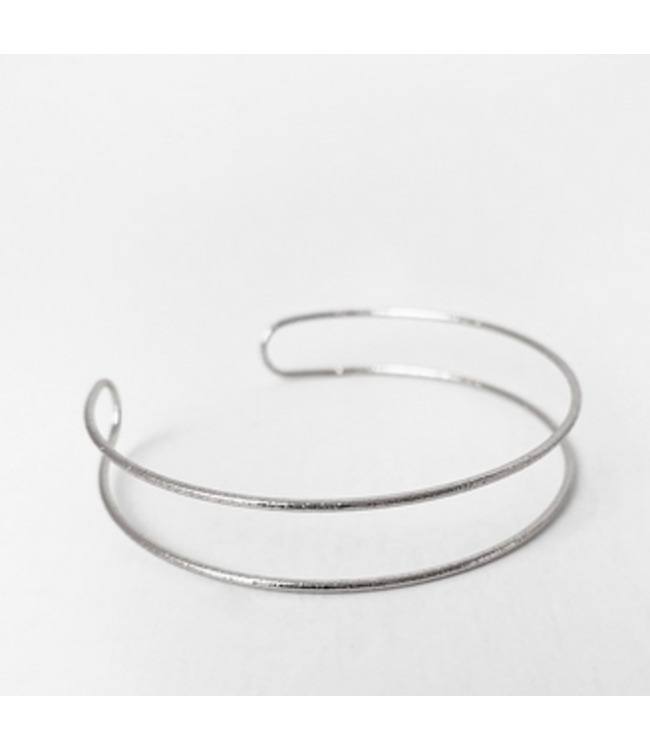 Caracol Double Thin Cuff Bracelet - Silver