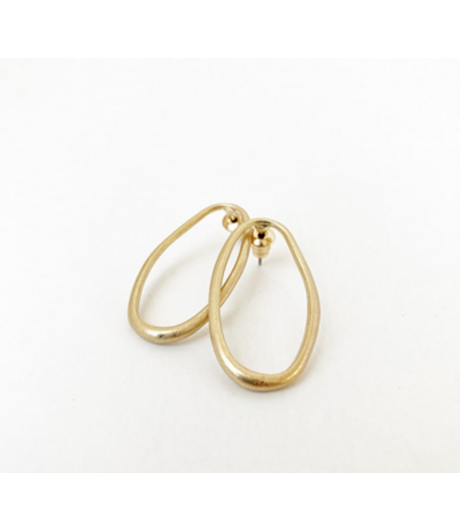 Irregular Oval Ring Earrings - Gold