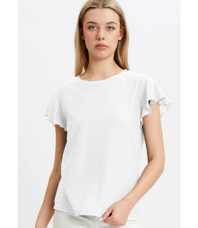 Point Zero Short sleeve lace blouse- White