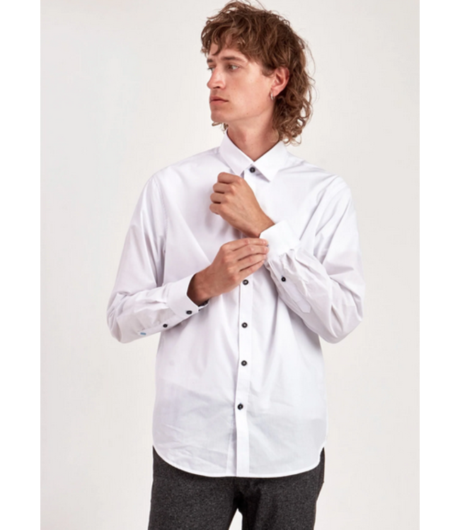 Point Zero men L/S Solid Shirt - Optic White