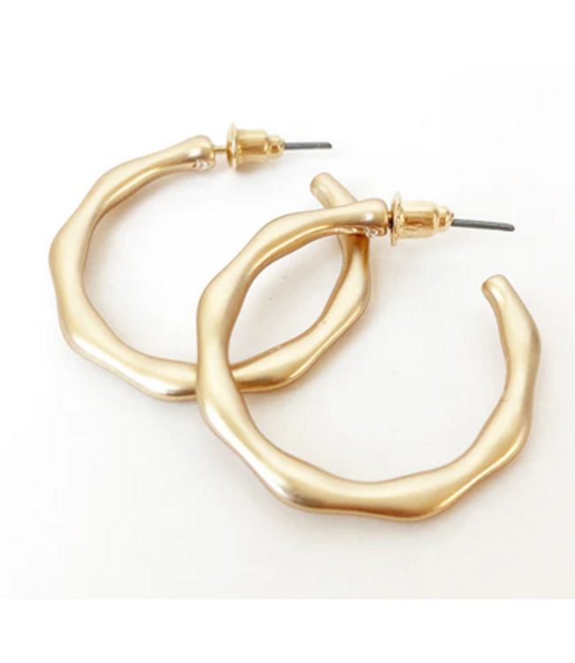 Caracol Waved Metal Hoops - Gold