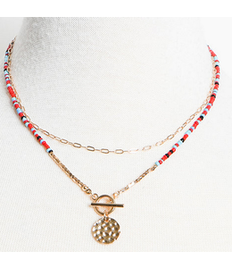 Caracol 2 Row Necklace - Mix & Gold with pendant