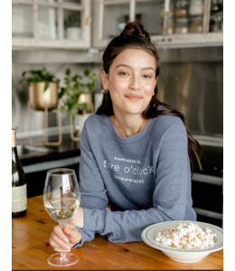 Happiness is... Women's 5 O'Clock  Crew Sweatshirt-Heather Navy