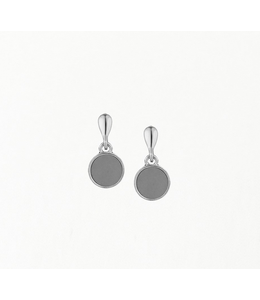 Sm Resin Button Drop Earring - Silver/Grey