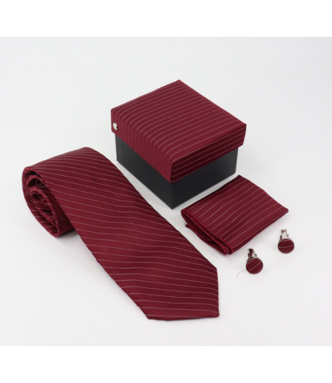 Tie set- Burgandy striped