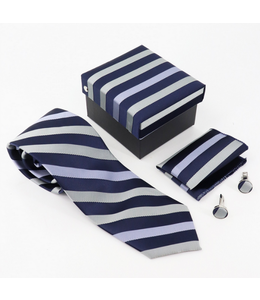 Tie Set- Navy, grey and green striped