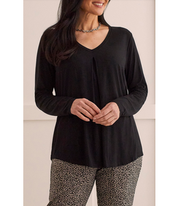 Tribal V-neck with pleats- Black