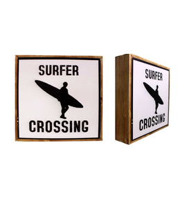 Block Sign Surfer Crossing