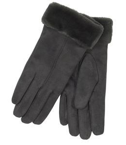 DKR and Apparel Gloves with Faux Fur Trim - Grey