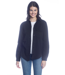 DKR and Apparel Button-Up Fleece Shirt Jacket - Black