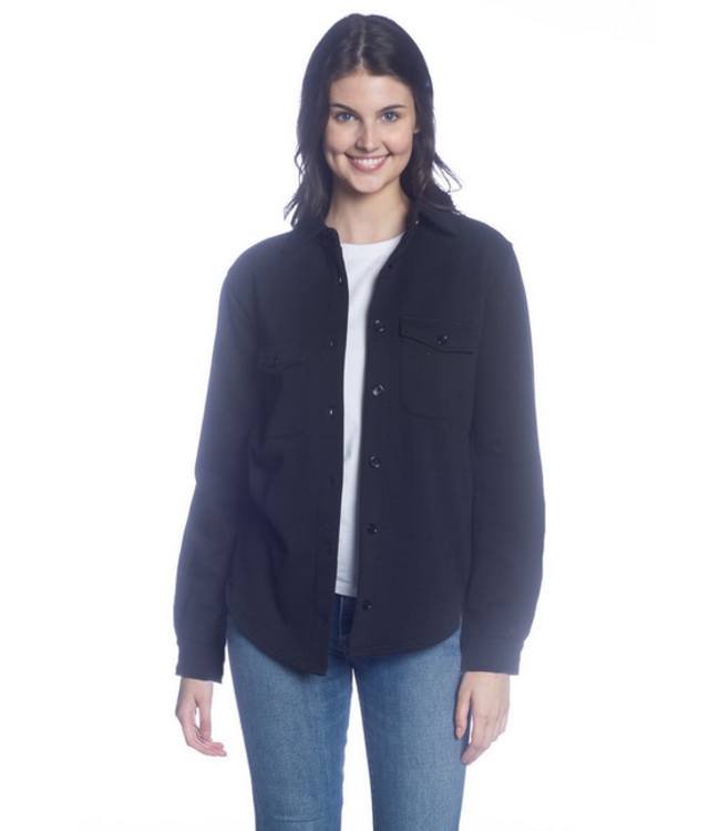 DKR and Apparel Button-Up Fleece Shirt Jacket - Black